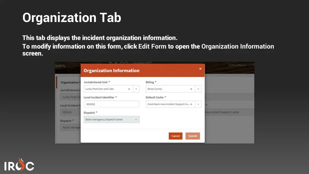 organization tab