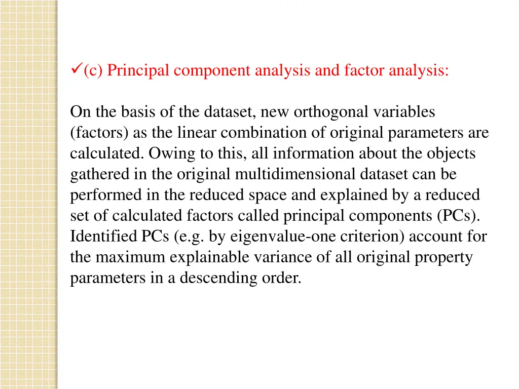 c principal component analysis and factor analysis