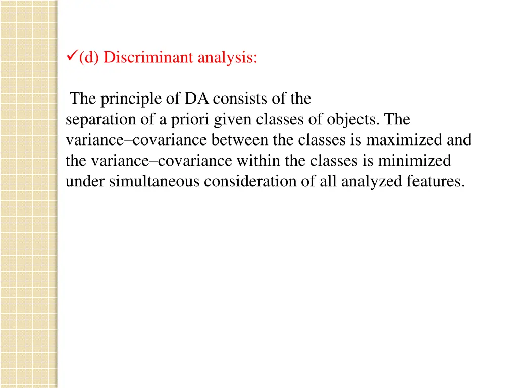 d discriminant analysis