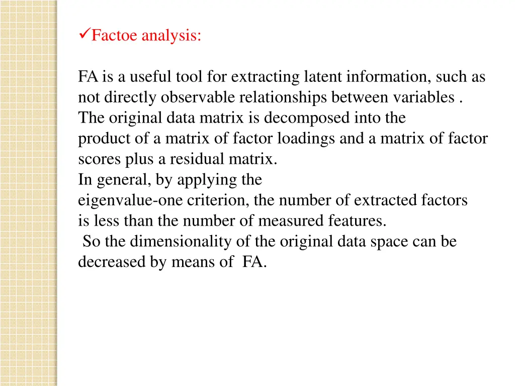 factoe analysis