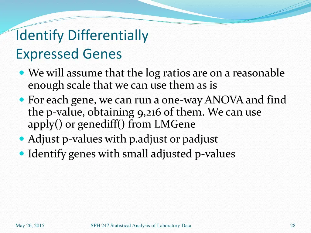 identify differentially expressed genes we will