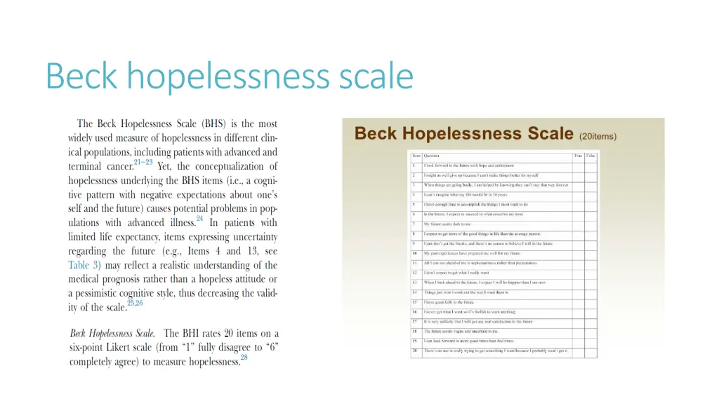 beck hopelessness scale