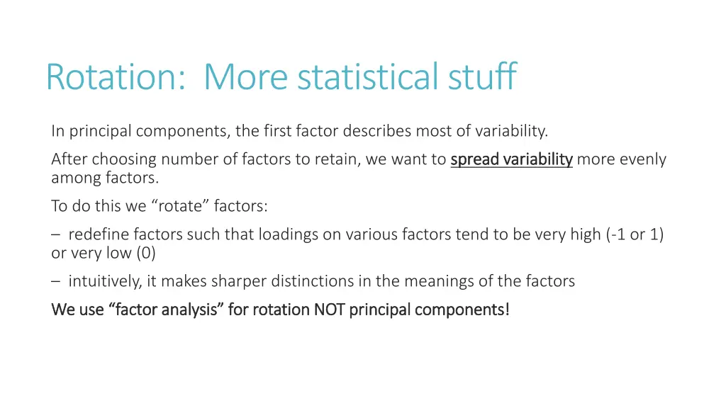 rotation more statistical stuff