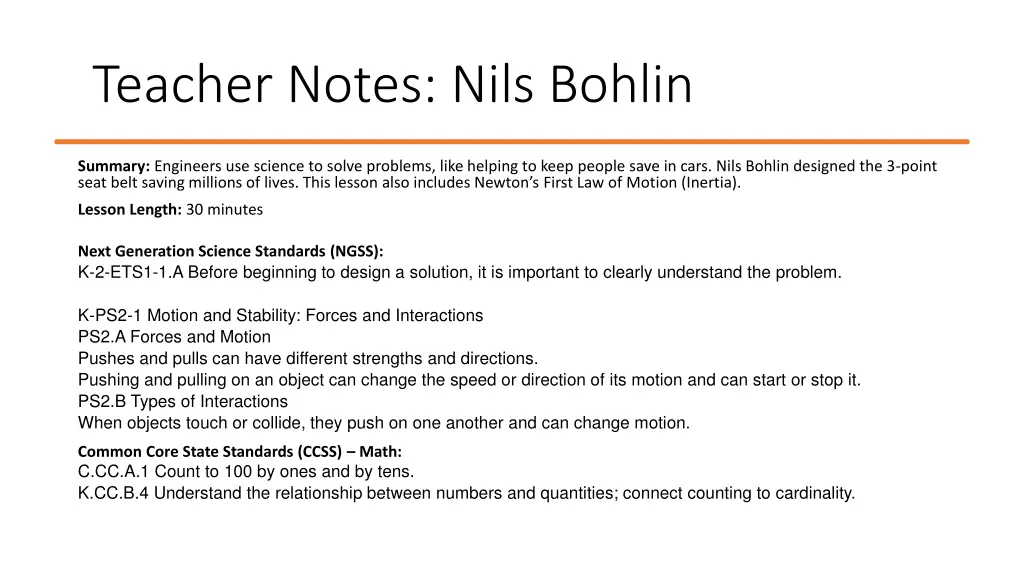 teacher notes nils bohlin