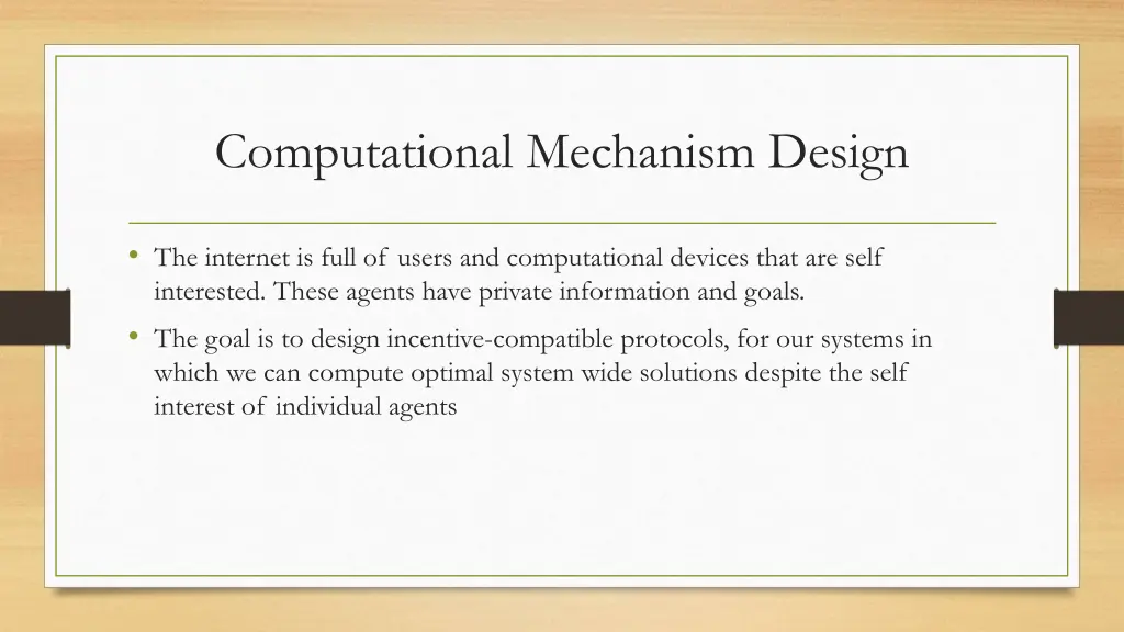 computational mechanism design 1