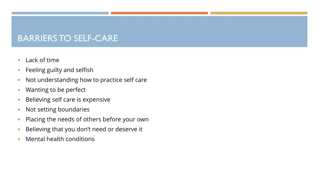 barriers to self care