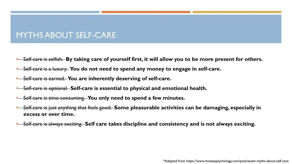 myths about self care