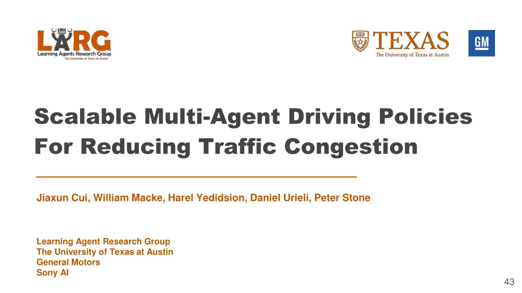 scalable multi agent driving policies 1