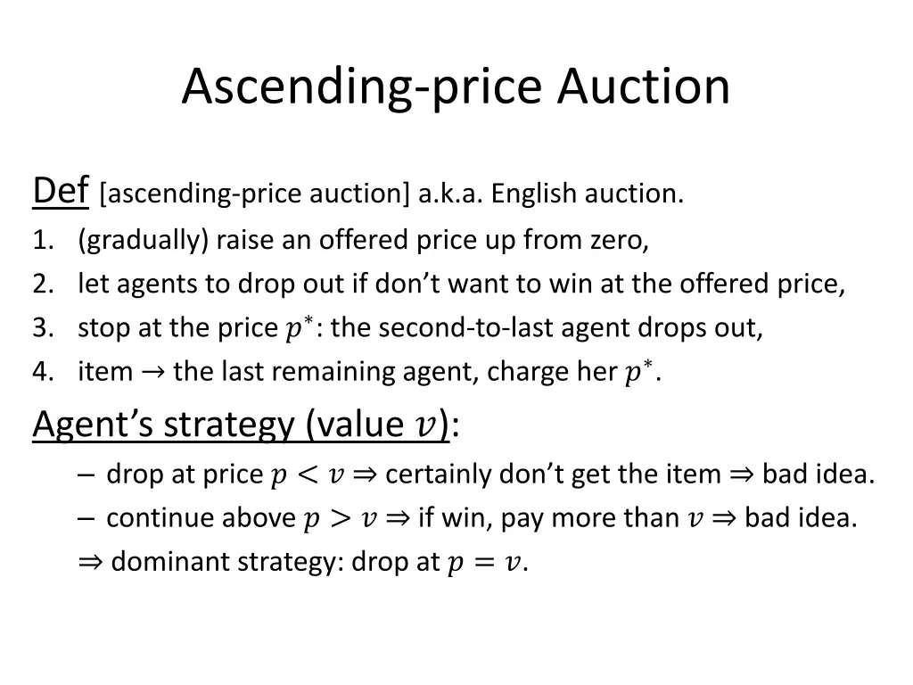 ascending price auction