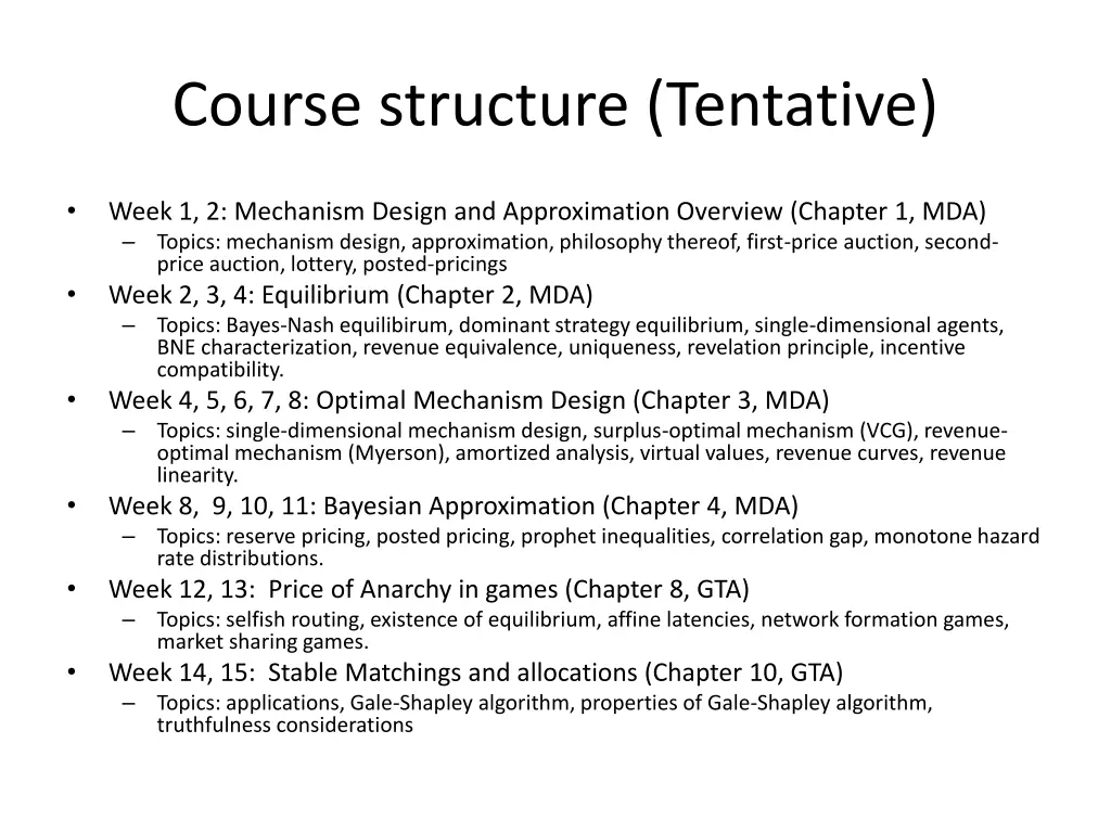 course structure tentative