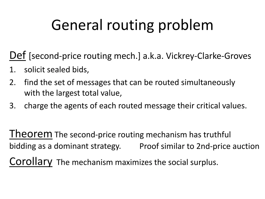 general routing problem