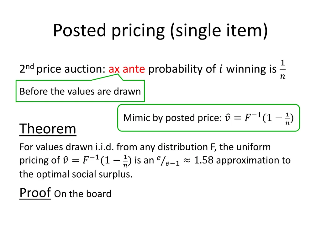 posted pricing single item 1