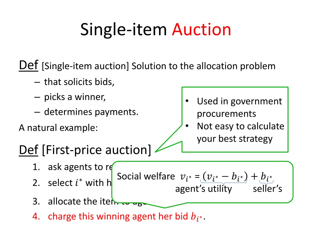 single item auction