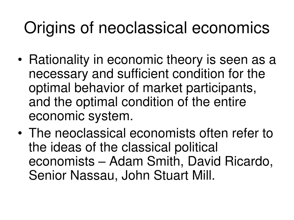 origins of neoclassical economics