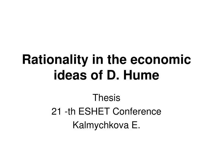 rationality in the economic ideas of d hume