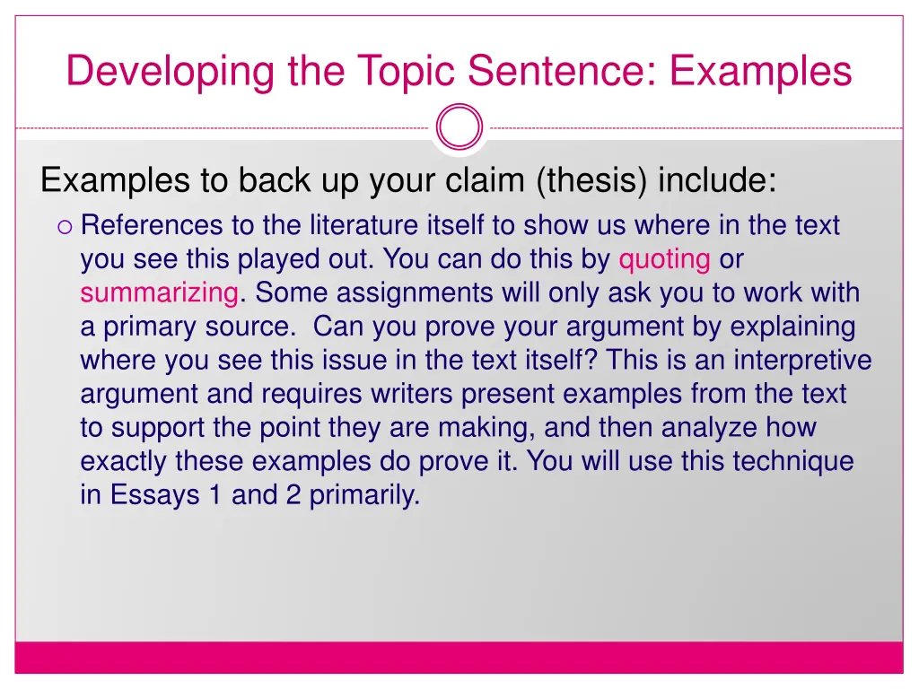 developing the topic sentence examples 2