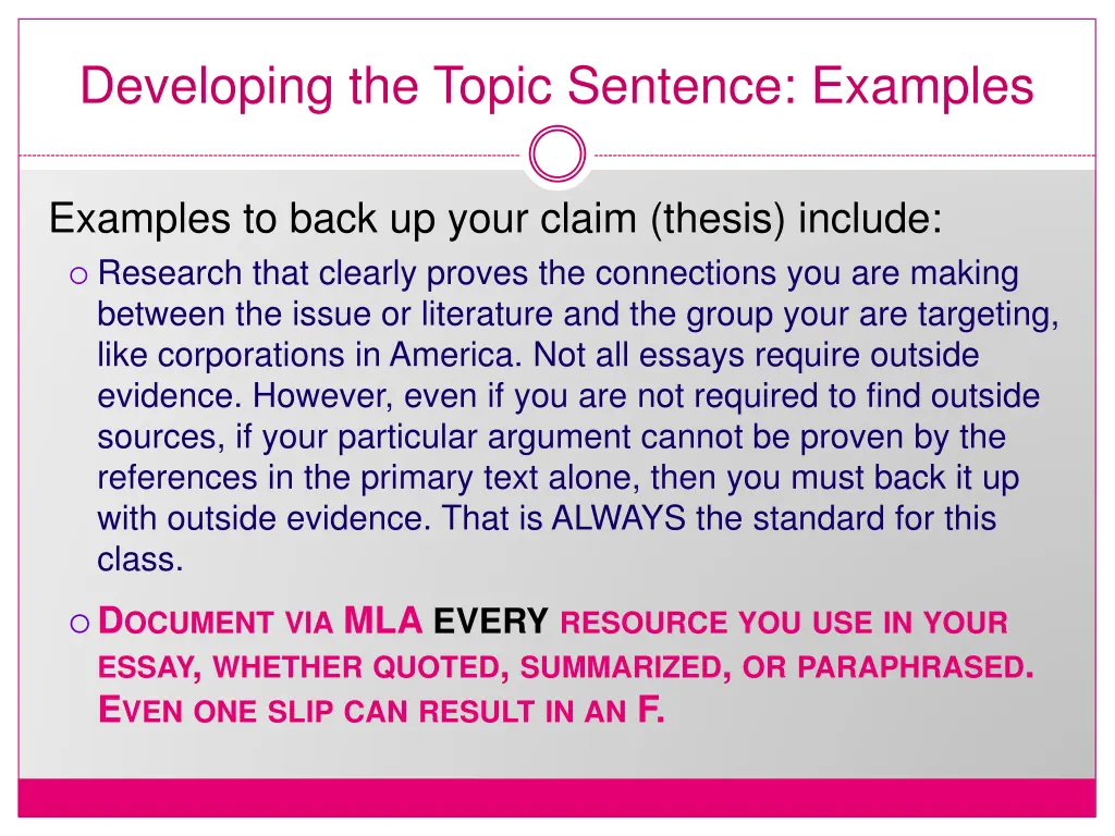 developing the topic sentence examples 3