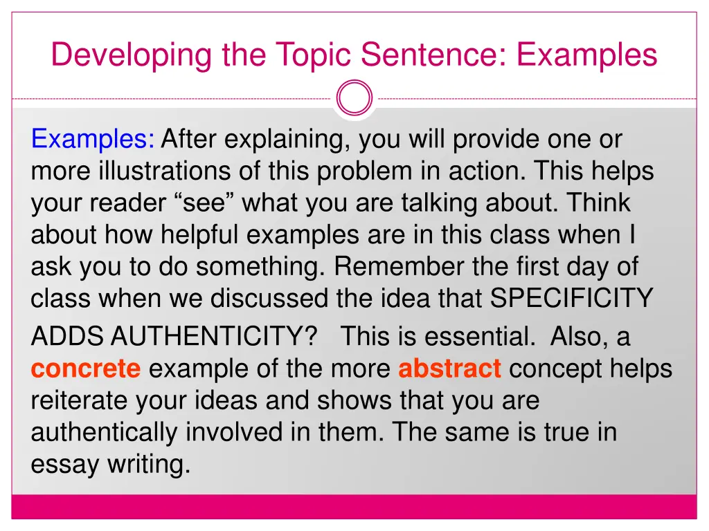 developing the topic sentence examples