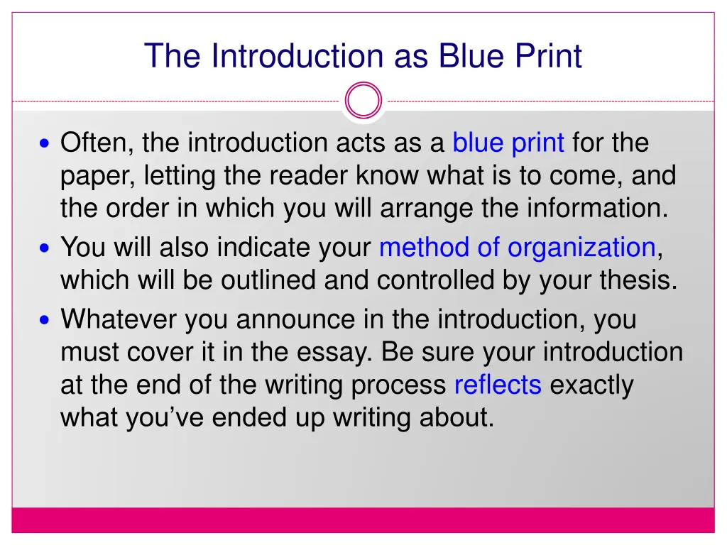 the introduction as blue print