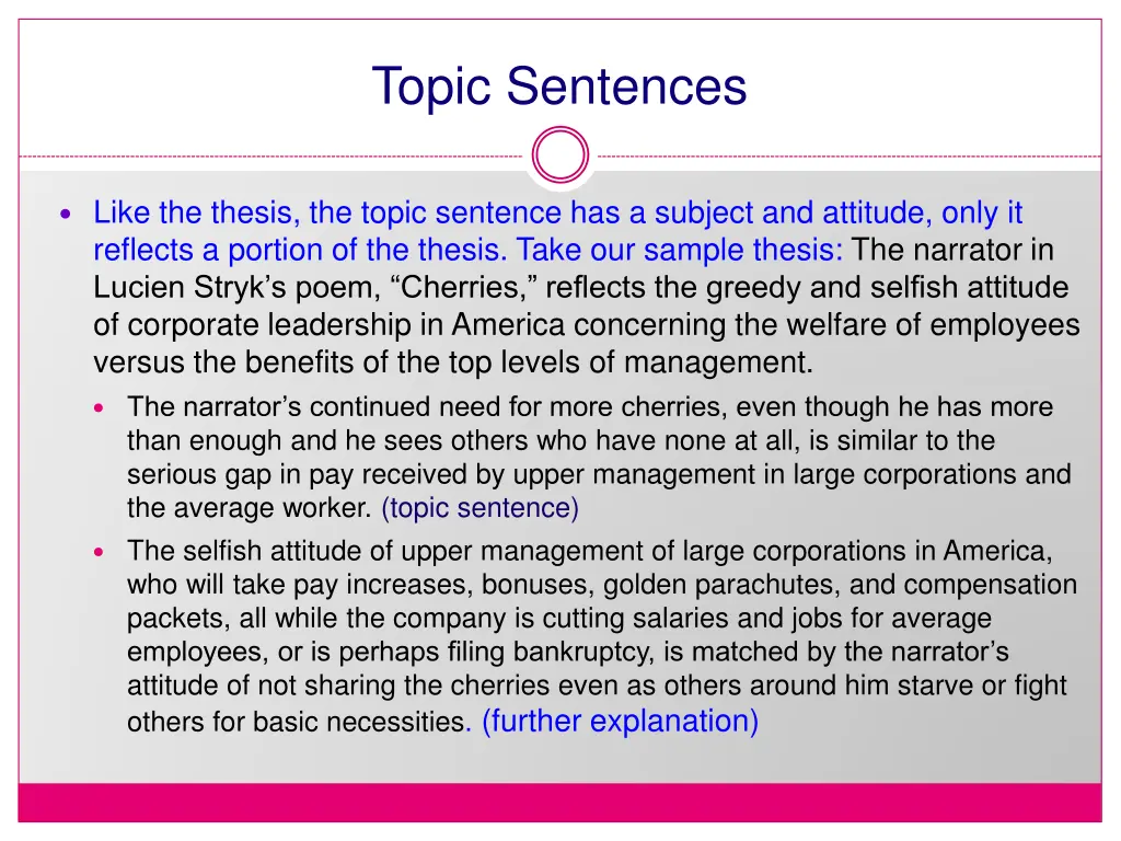 topic sentences