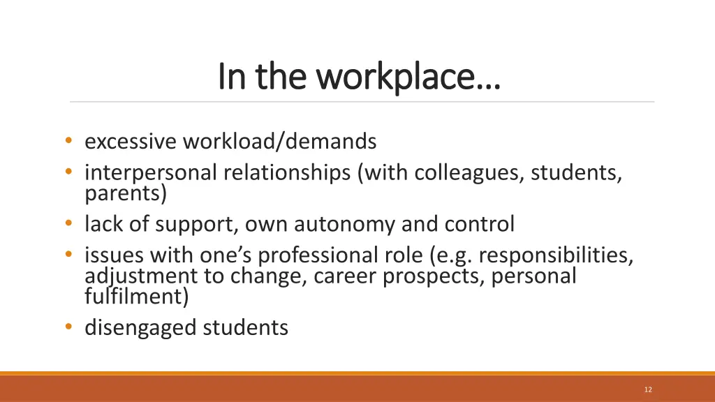 in the workplace in the workplace