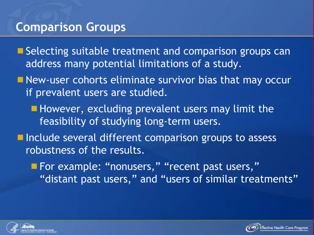 comparison groups