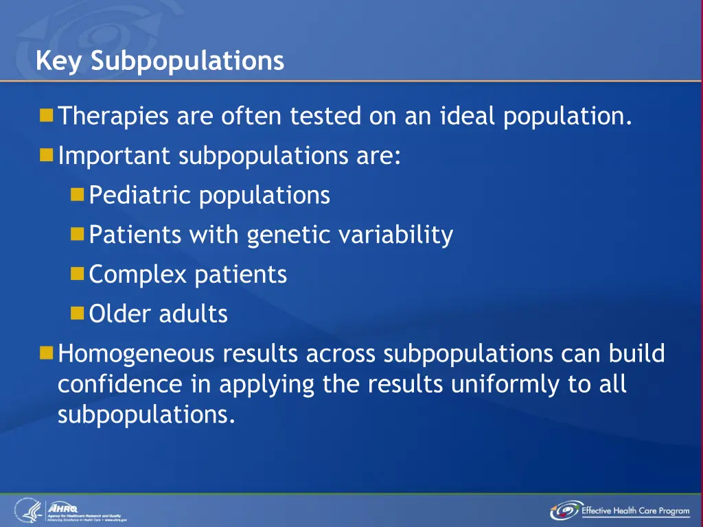 key subpopulations