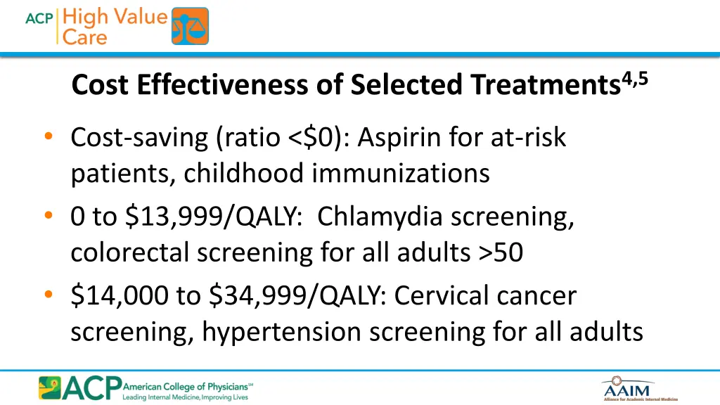 cost effectiveness of selected treatments 4 5