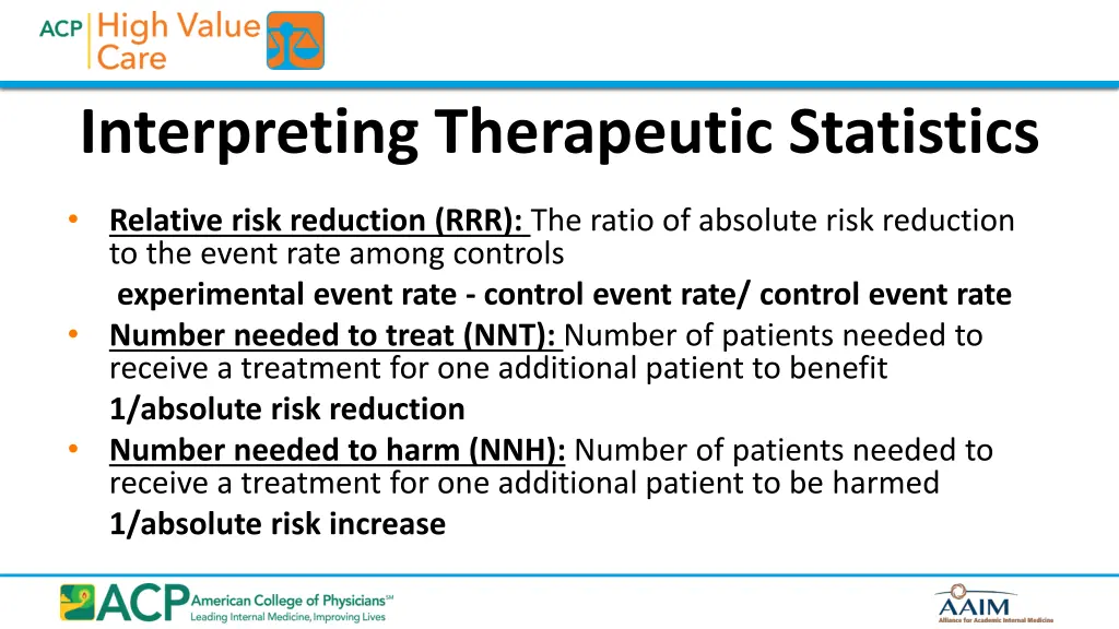 interpreting therapeutic statistics