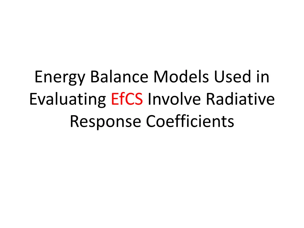 energy balance models used in evaluating efcs