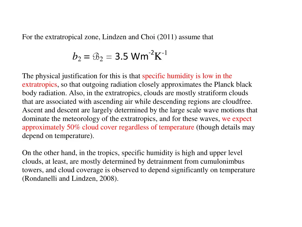 for the extratropical zone lindzen and choi 2011