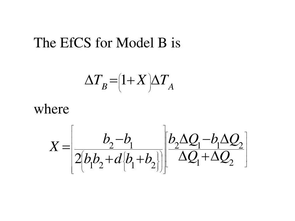 the efcs for model b is