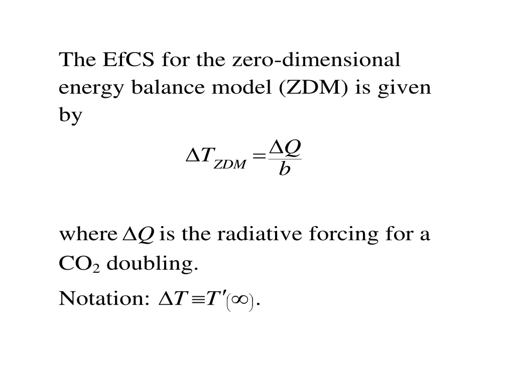 the efcs for the zero dimensional energy balance