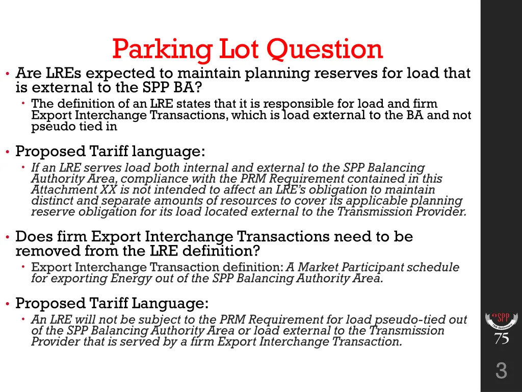 parking lot question are lres expected
