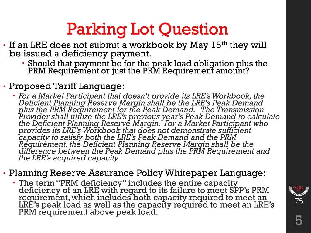 parking lot question if an lre does not submit