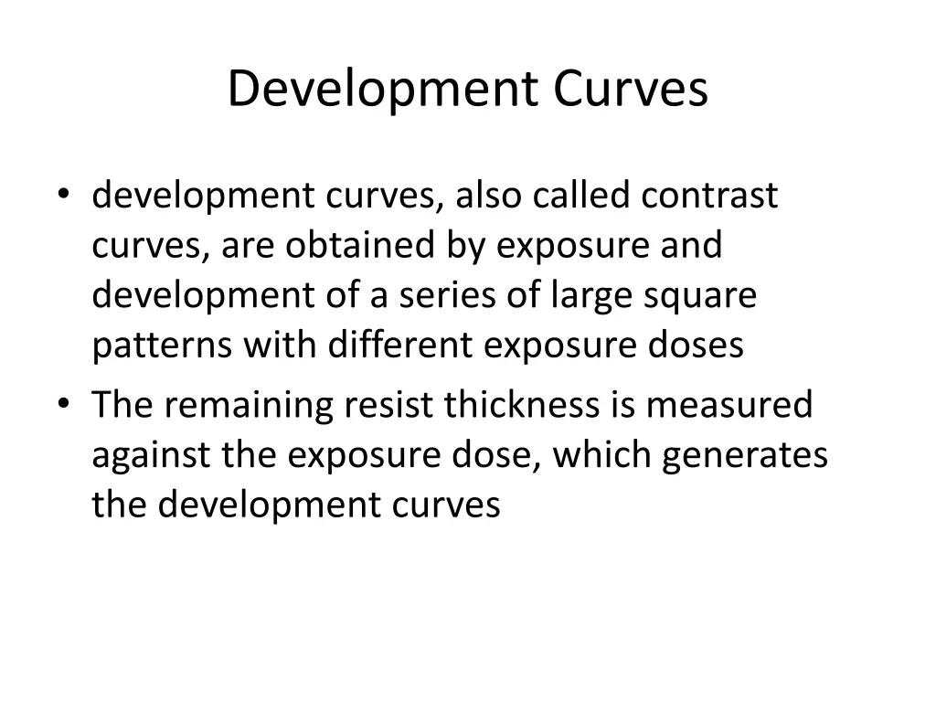 development curves