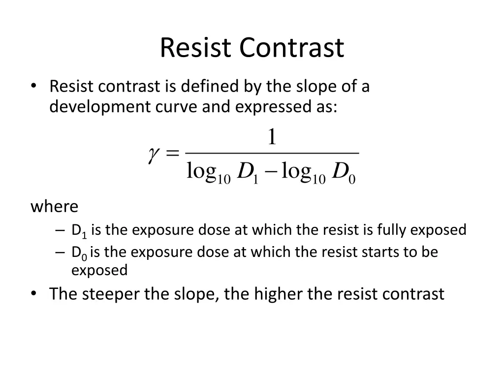 resist contrast