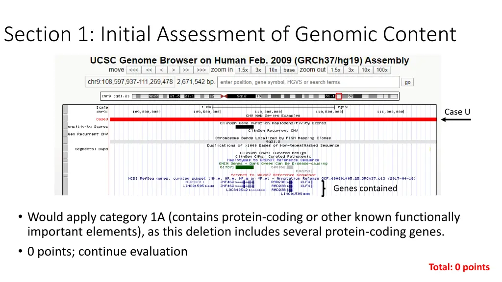 section 1 initial assessment of genomic content