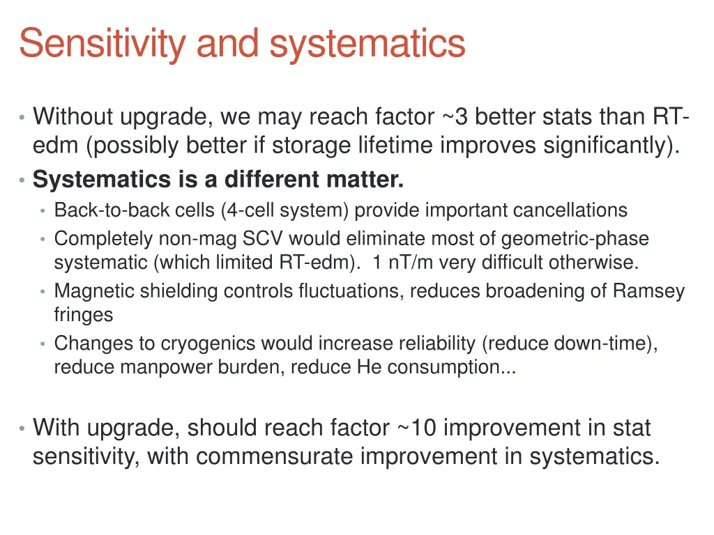 sensitivity and systematics