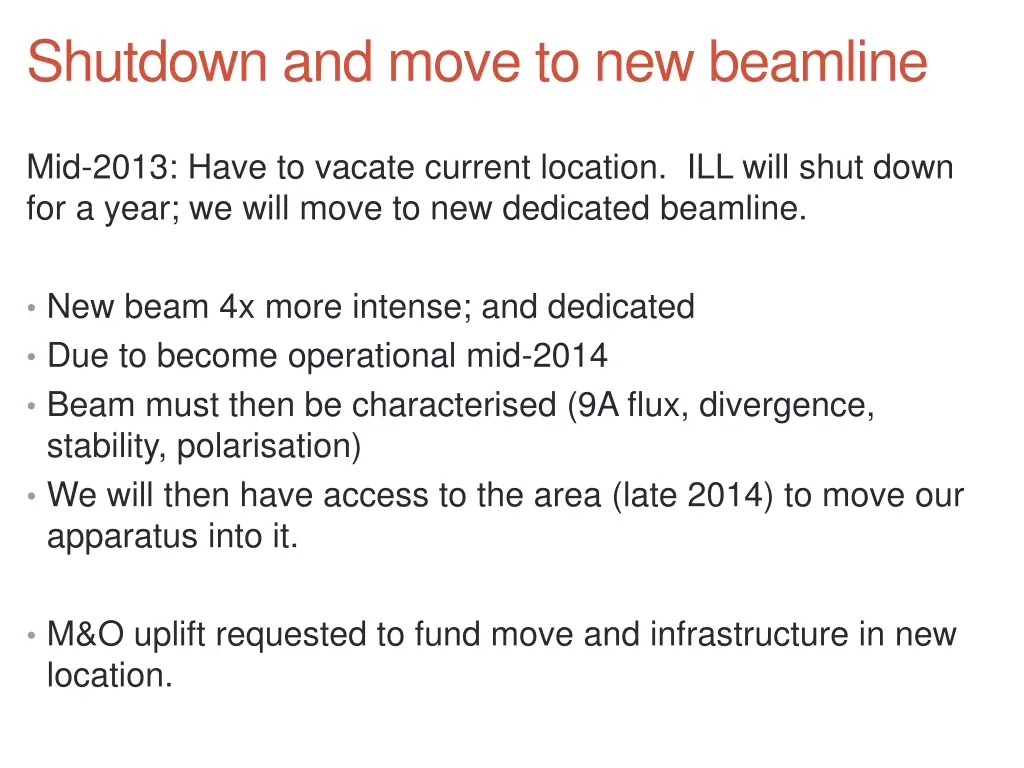 shutdown and move to new beamline