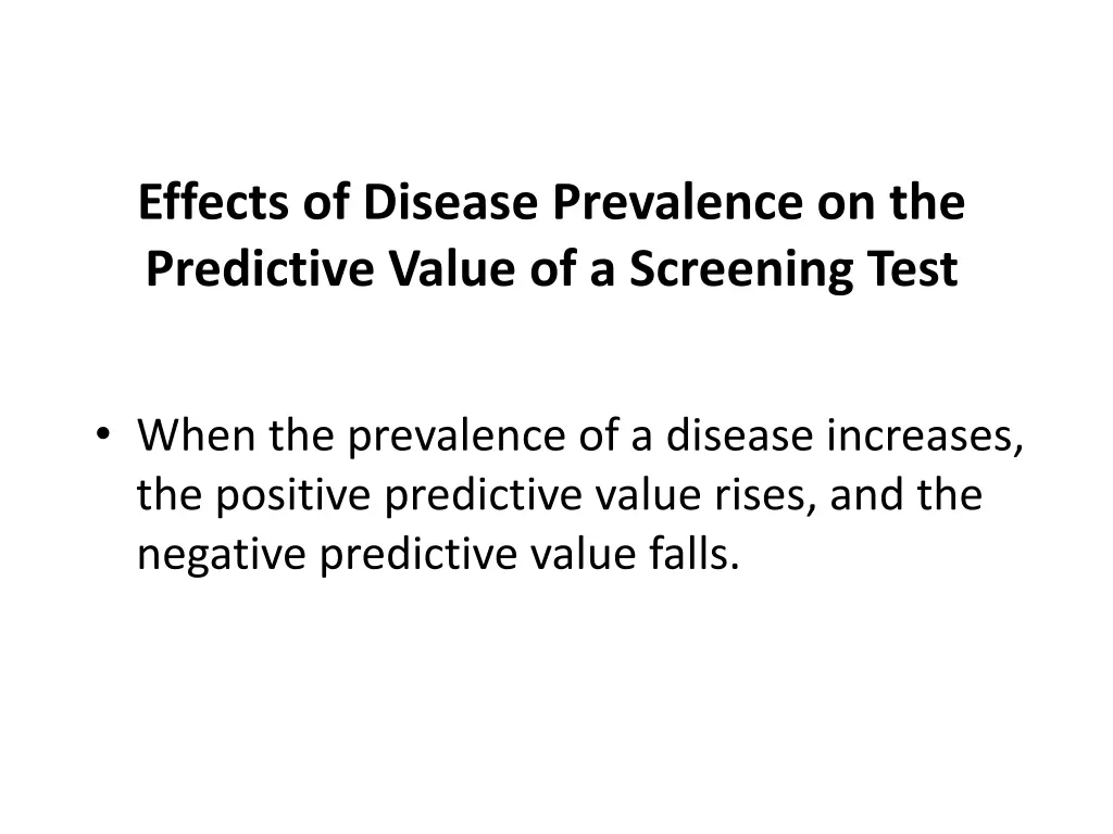 effects of disease prevalence on the predictive