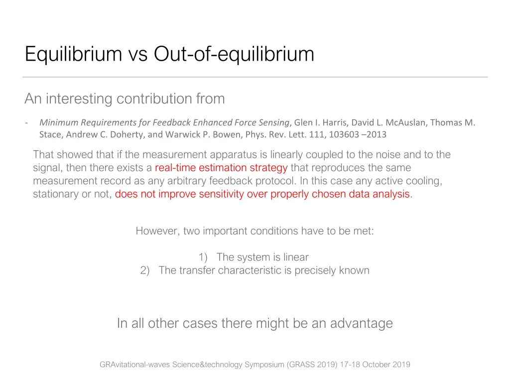 equilibrium vs out of equilibrium 2