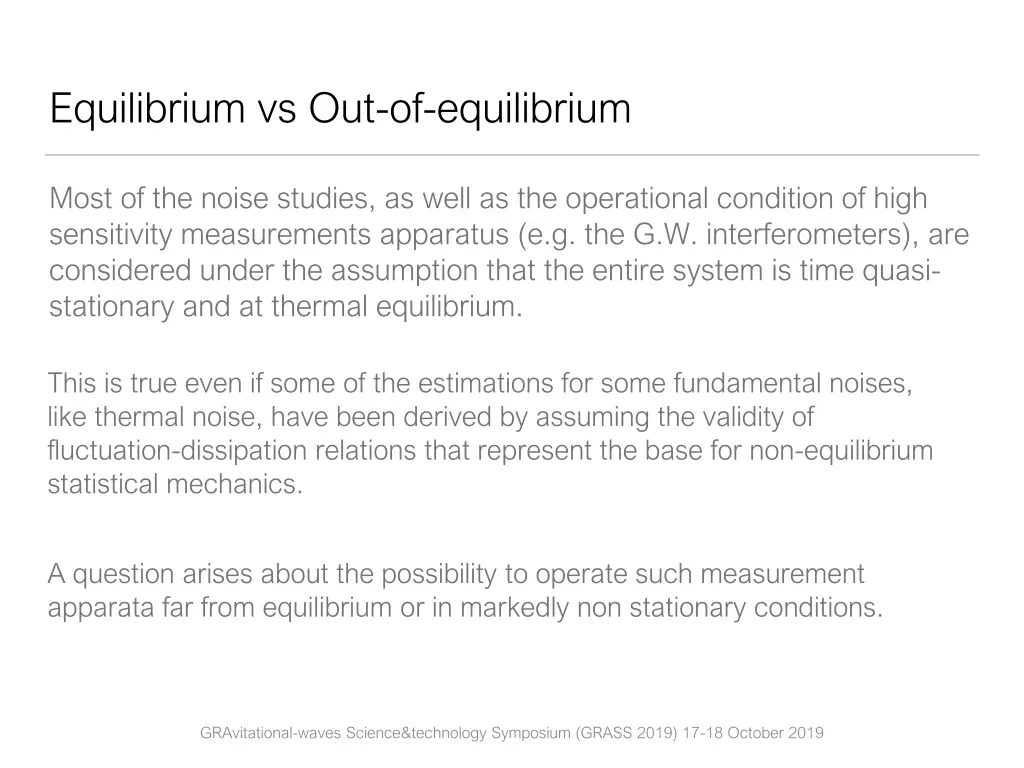 equilibrium vs out of equilibrium