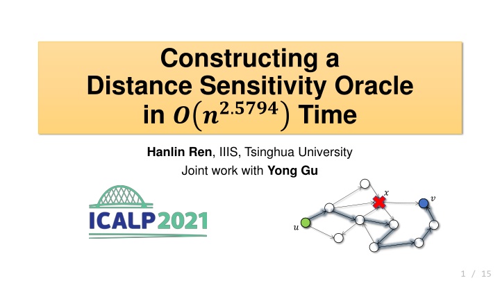 constructing a distance sensitivity oracle in time