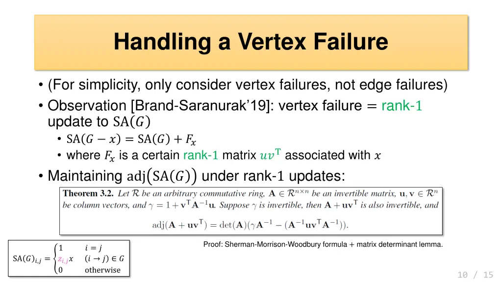 handling a vertex failure