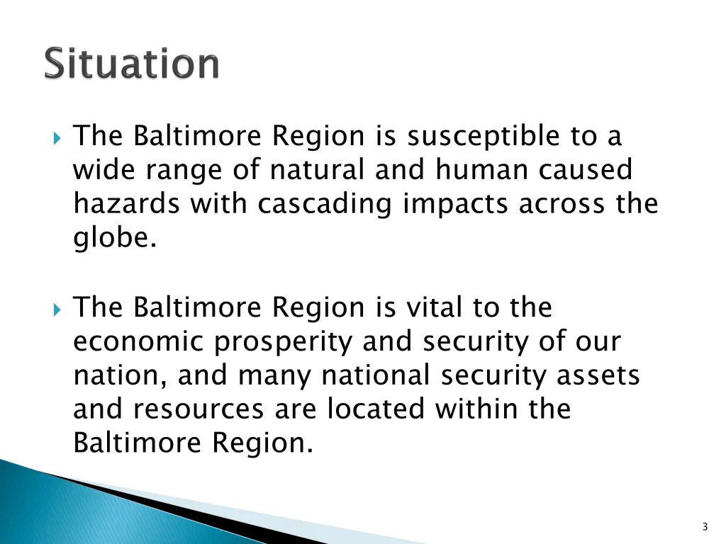 the baltimore region is susceptible to a wide