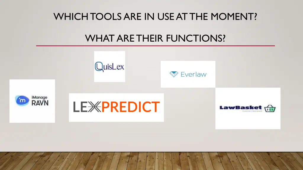 which tools are in use at the moment