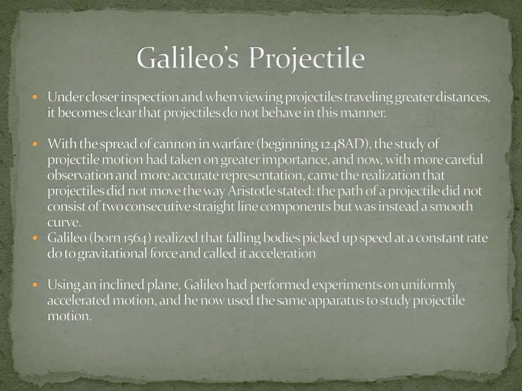 galileo s projectile