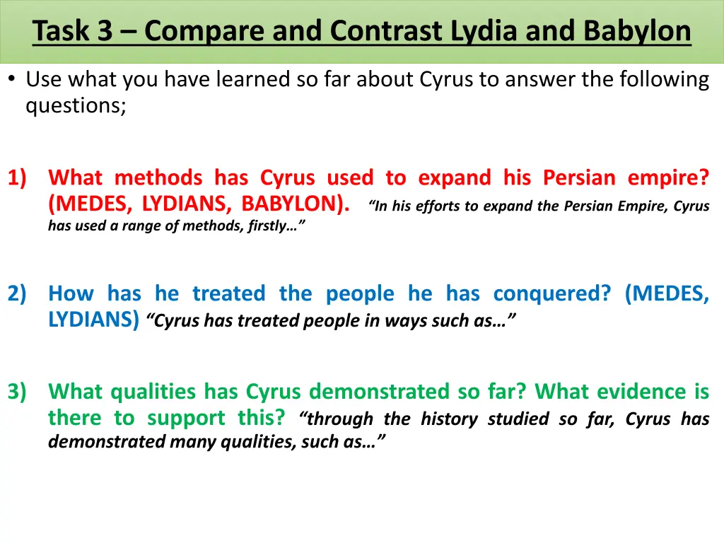 task 3 compare and contrast lydia and babylon