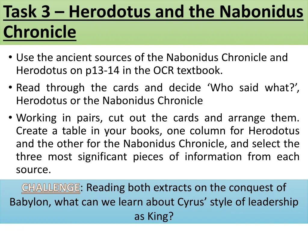 task 3 herodotus and the nabonidus chronicle